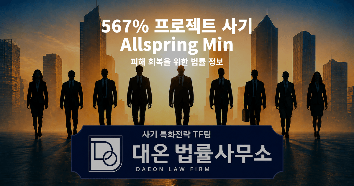 567% 프로젝트 사기 Allspring Min 올스프링민 사칭 피해 회복을 위한 법률 정보 이미지