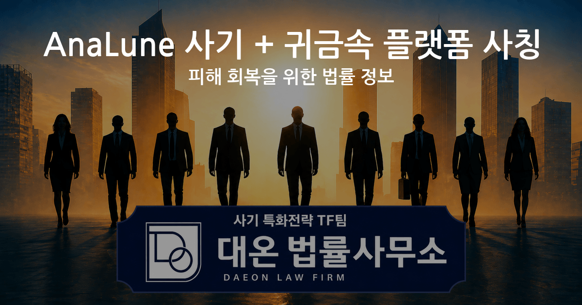 AnaLune 사기 + 귀금속 플랫폼 사칭 피해 회복을 위한 법률 정보 이미지