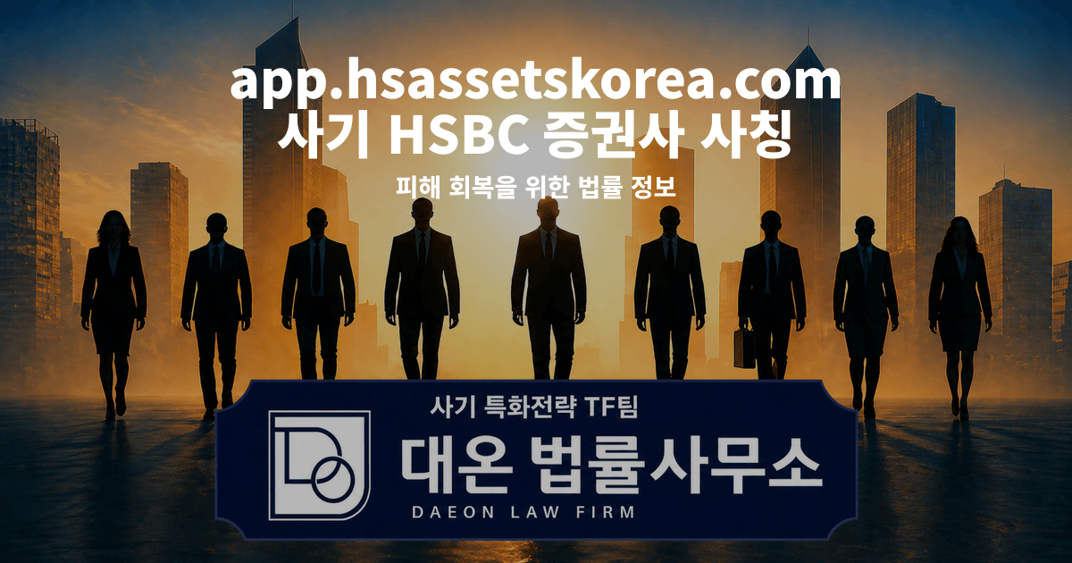 app.hsassetskorea.com 사기 HSBC 증권사 사칭 피해 회복을 위한 법률 정보 이미지
