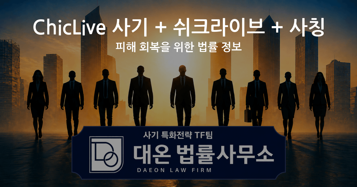 ChicLive 사기 + 쉬크라이브 + 사칭 피해 회복을 위한 법률 정보 이미지