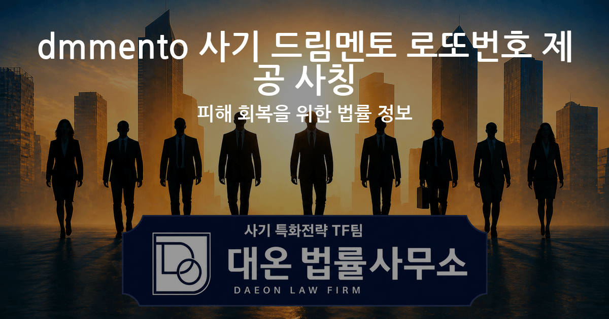dmmento 사기 드림멘토 로또번호 제공 사칭 피해 회복을 위한 법률 정보 이미지