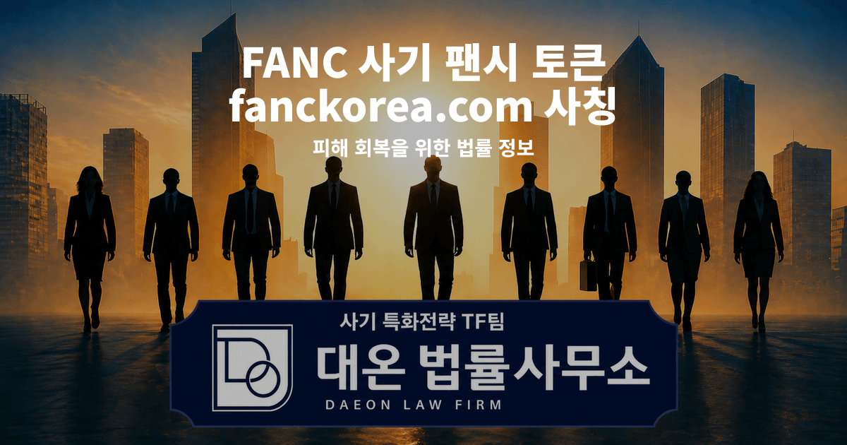 FANC 사기 팬시 토큰 fanckorea.com 사칭 피해 회복을 위한 법률 정보 이미지