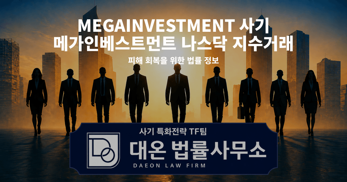 MEGAINVESTMENT 사기 메가인베스트먼트 나스닥 지수거래 리딩방 사칭 피해 회복을 위한 법률 정보 이미지