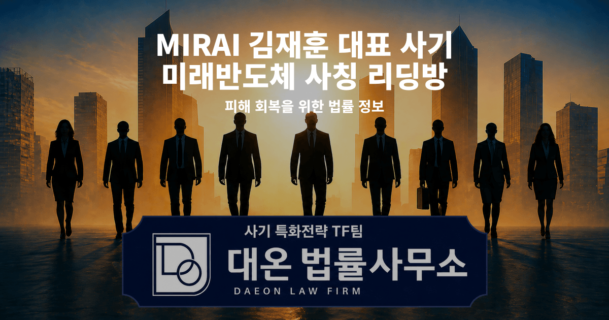 MIRAI 김재훈 대표 사기 미래반도체 사칭 리딩방 피해 회복을 위한 법률 정보 이미지