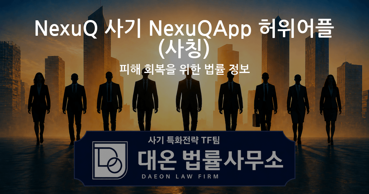 NexuQ 사기 NexuQApp 허위어플 사칭 피해 회복을 위한 법률 정보 이미지