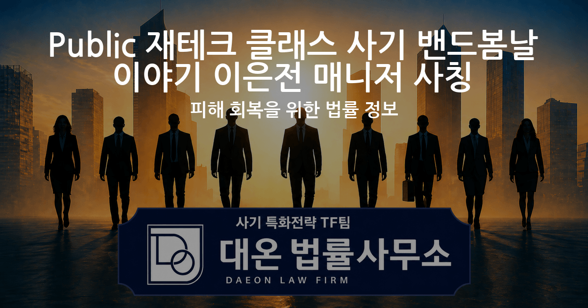 Public 재테크 클래스 사기 밴드봄날 이야기 이은전 매니저 사칭 피해 회복을 위한 법률 정보 이미지