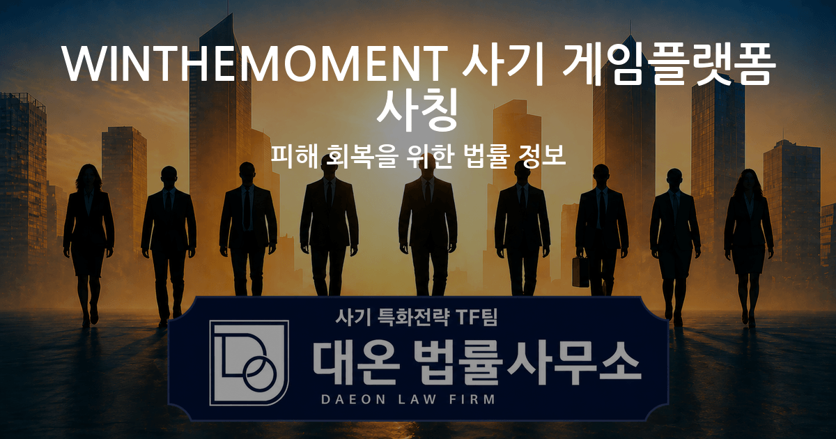 WINTHEMOMENT 사기 게임플랫폼 사칭 피해 회복을 위한 법률 정보 이미지
