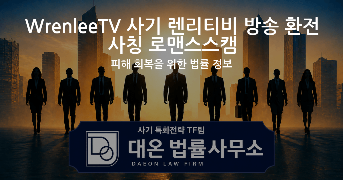 WrenleeTV 사기 렌리티비 방송 환전 사칭 로맨스스캠 피해 회복을 위한 법률 정보 이미지