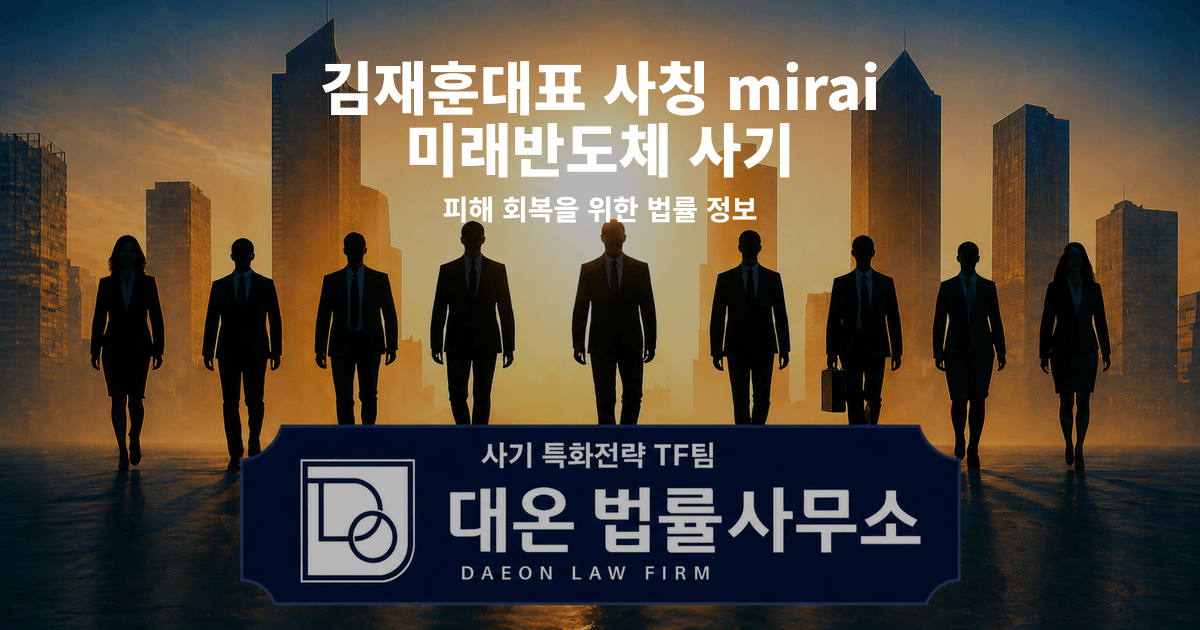 김재훈대표 사칭 mirai 미래반도체 사기 피해 회복을 위한 법률 정보 이미지