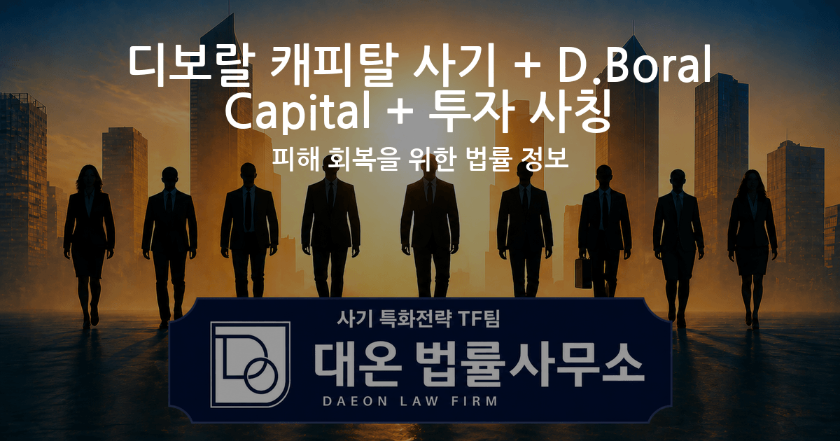 디보랄 캐피탈 사기 + D.Boral Capital + 투자 사칭 피해 회복을 위한 법률 정보 이미지