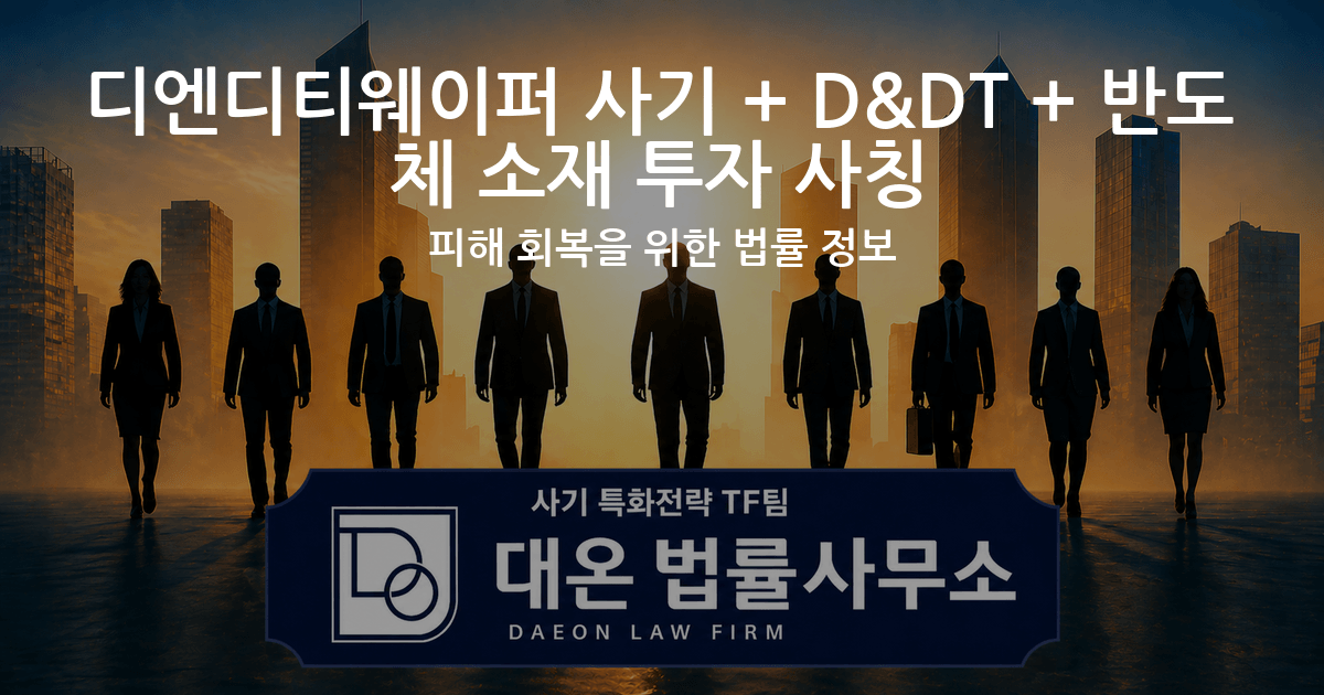 디엔디티웨이퍼 사기 + D&DT + 반도체 소재 투자 사칭 피해 회복을 위한 법률 정보 이미지