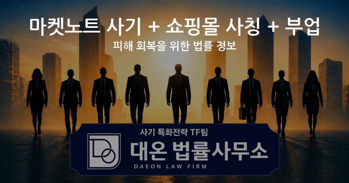 마켓노트 사기 + 쇼핑몰 사칭 + 부업 피해 회복을 위한 법률 정보 이미지