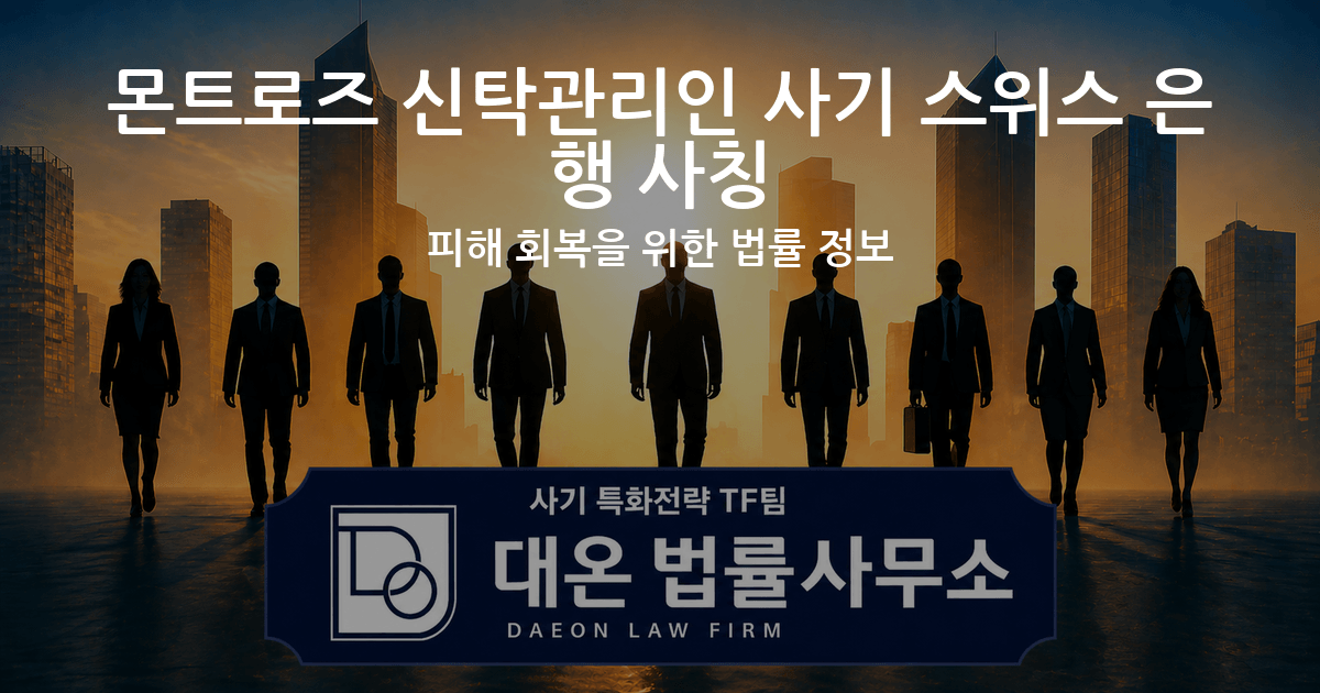 몬트로즈 신탁관리인 사기 스위스 은행 사칭 피해 회복을 위한 법률 정보 이미지