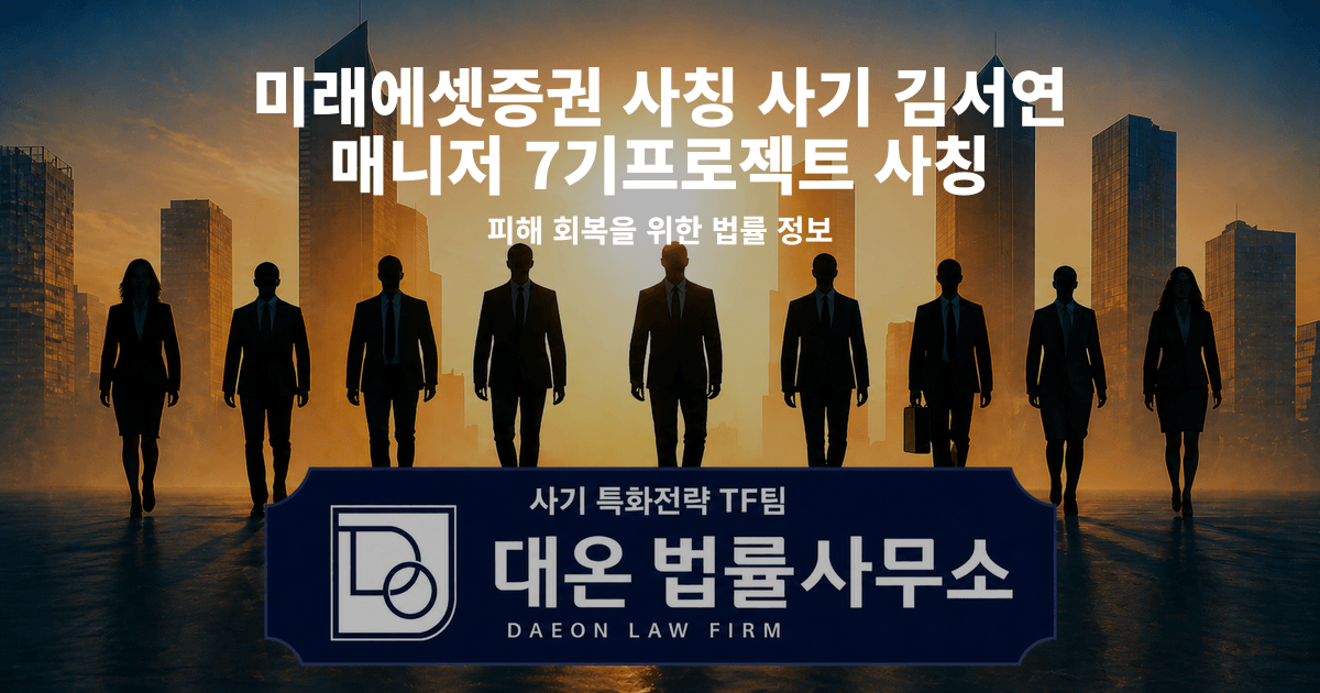 미래에셋증권 사칭 사기 김서연 매니저 7기프로젝트 사칭 피해 회복을 위한 법률 정보 이미지