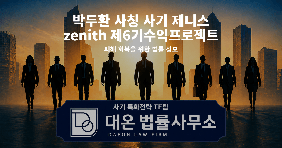 박두환 사칭 사기 제니스 zenith 제6기수익프로젝트 피해 회복을 위한 법률 정보 이미지