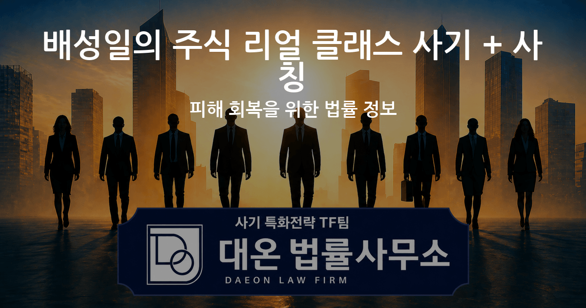 배성일의 주식 리얼 클래스 사기 + 사칭 피해 회복을 위한 법률 정보 이미지