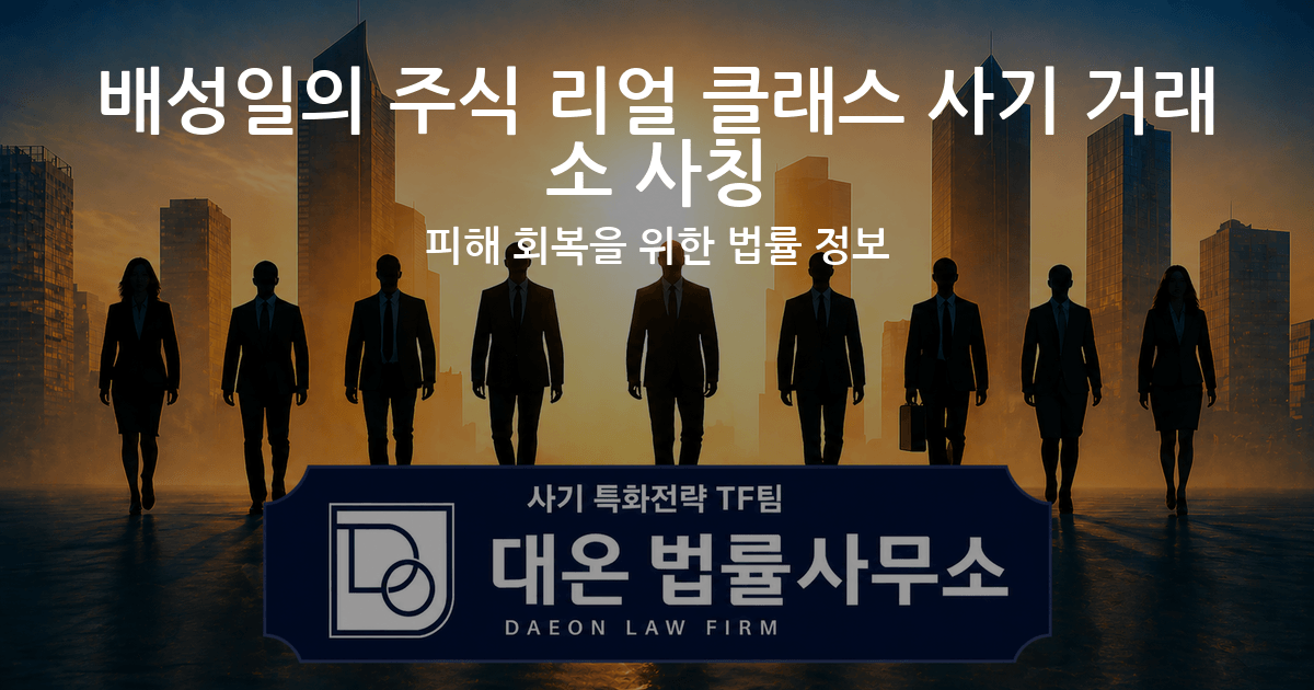 배성일의 주식 리얼 클래스 사기 거래소 사칭 피해 회복을 위한 법률 정보 이미지