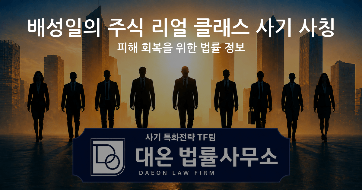 배성일의 주식 리얼 클래스 사기 사칭 피해 회복을 위한 법률 정보 이미지