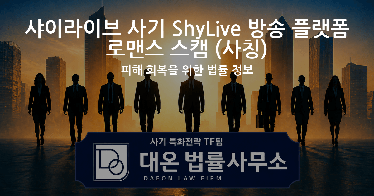 샤이라이브 사기 ShyLive 방송 플랫폼 로맨스 스캠 사칭 피해 회복을 위한 법률 정보 이미지