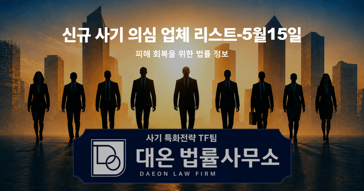 신규 사기 의심 업체 리스트-5월15일 사칭 피해 회복을 위한 법률 정보 이미지