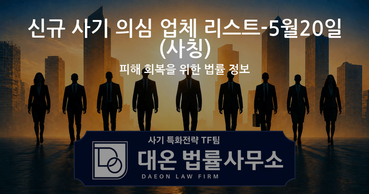 신규 사기 의심 업체 리스트-5월20일 사칭 피해 회복을 위한 법률 정보 이미지