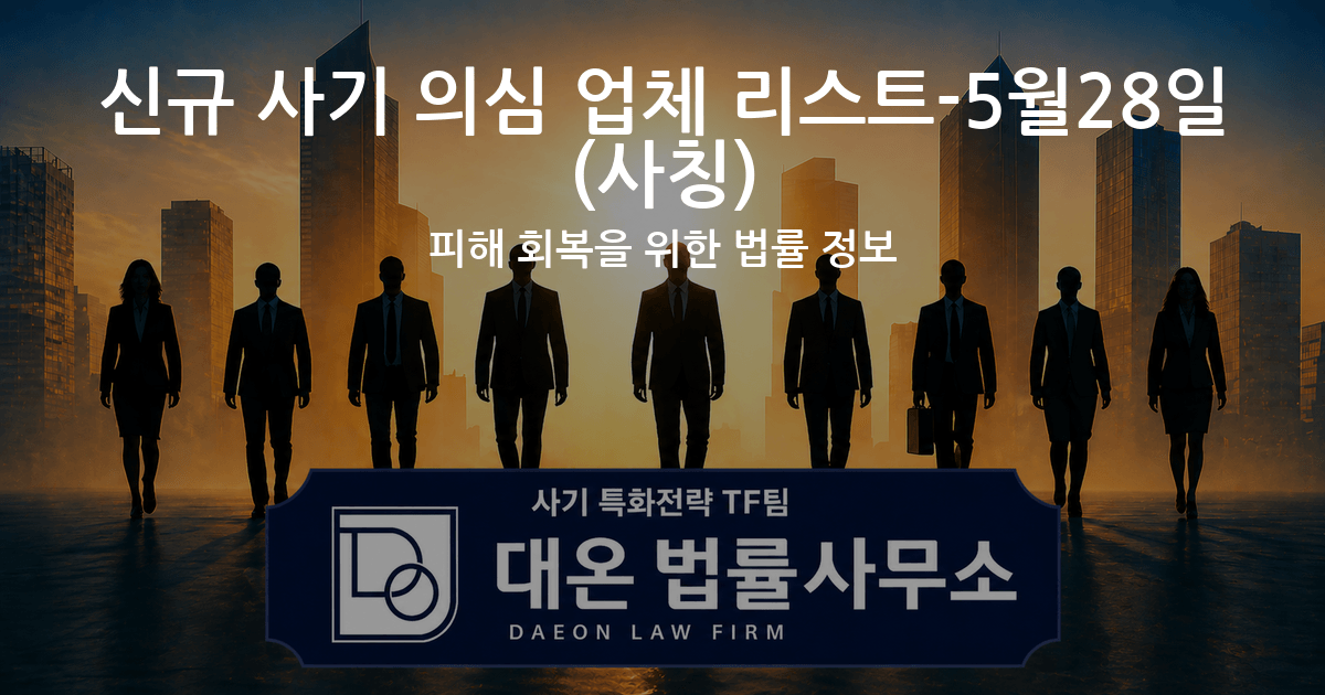 신규 사기 의심 업체 리스트-5월28일 사칭 피해 회복을 위한 법률 정보 이미지