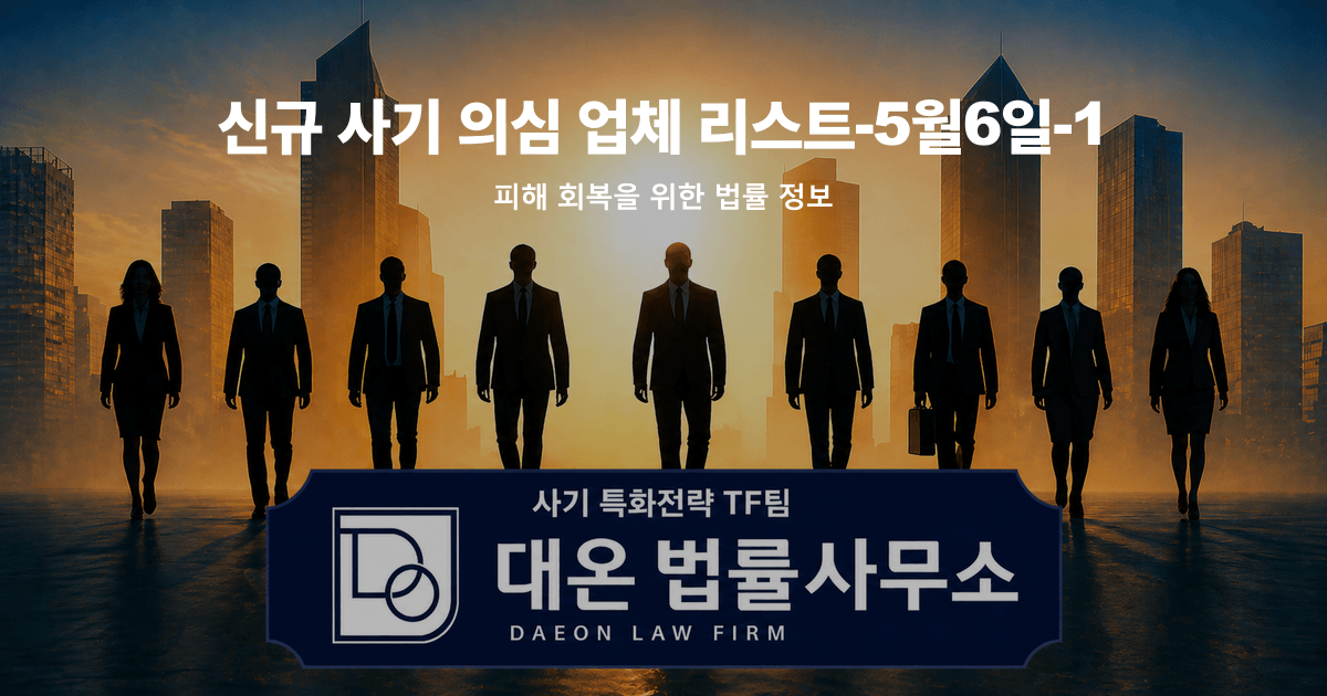 신규 사기 의심 업체 리스트-5월6일-1 사칭 피해 회복을 위한 법률 정보 이미지