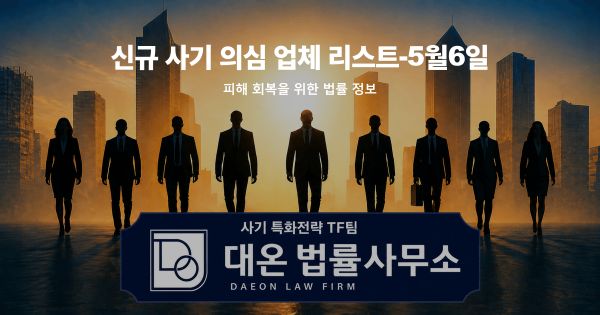 신규 사기 의심 업체 리스트-5월6일 사칭 피해 회복을 위한 법률 정보 이미지