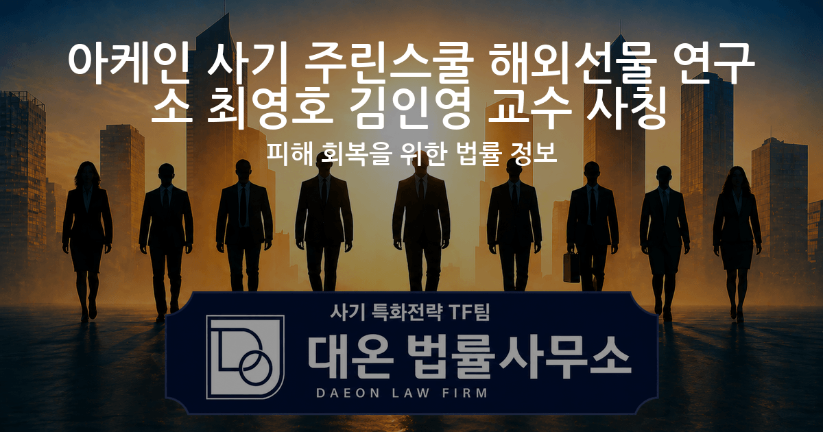 아케인 사기 주린스쿨 해외선물 연구소 최영호 김인영 교수 사칭 피해 회복을 위한 법률 정보 이미지