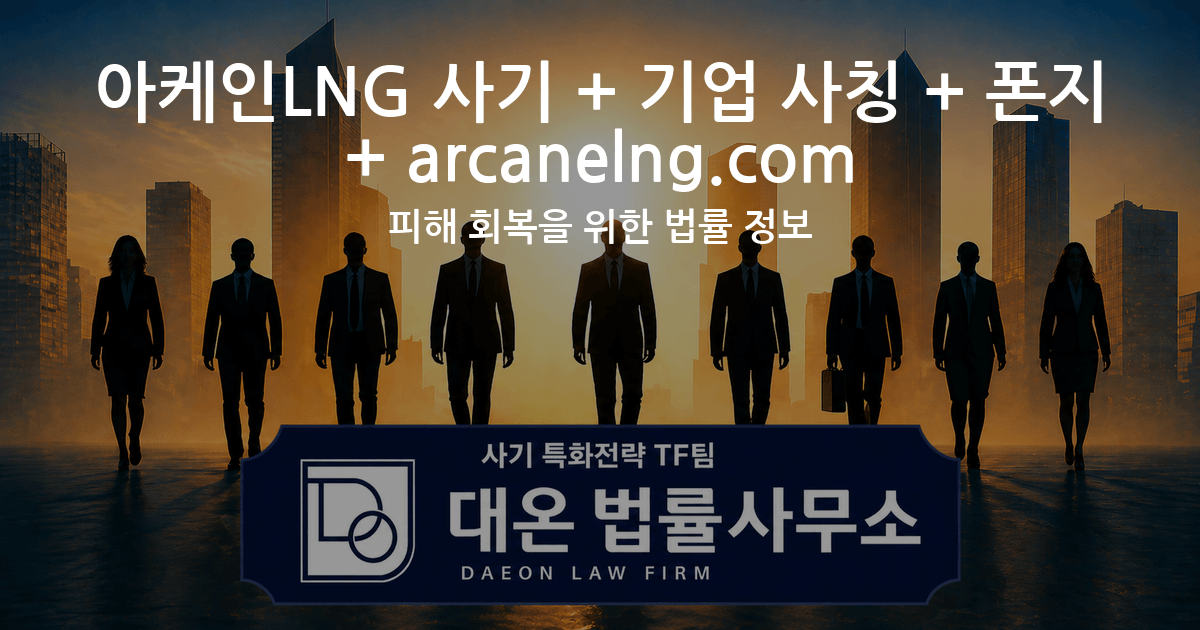 아케인LNG 사기 + 기업 사칭 + 폰지 + arcanelng.com 피해 회복을 위한 법률 정보 이미지