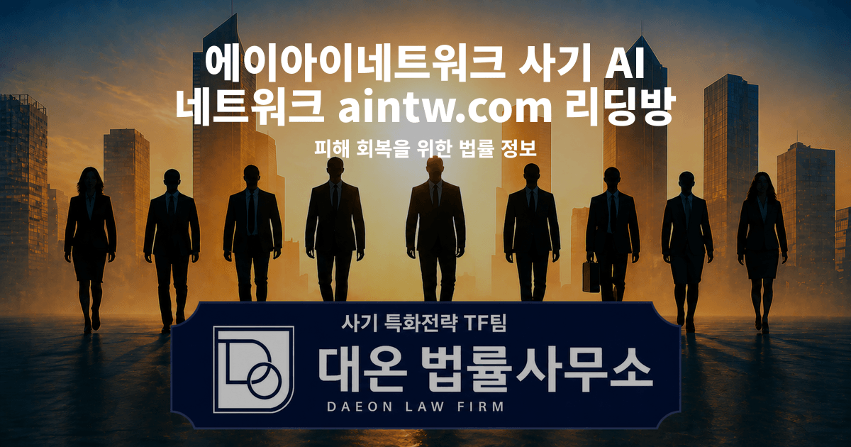 에이아이네트워크 사기 AI 네트워크 aintw.com 리딩방 사칭 피해 회복을 위한 법률 정보 이미지