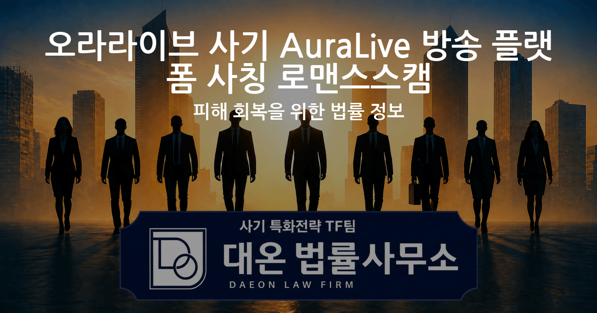 오라라이브 사기 AuraLive 방송 플랫폼 사칭 로맨스스캠 피해 회복을 위한 법률 정보 이미지
