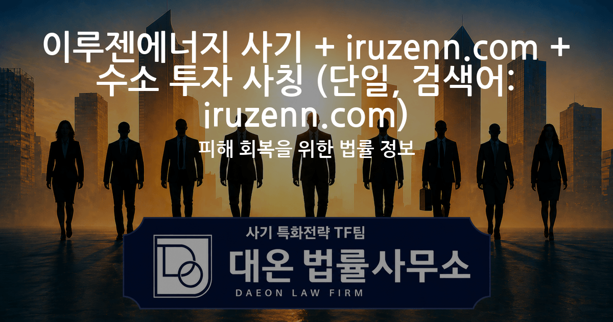 이루젠에너지 사기 + iruzenn.com + 수소 투자 사칭 (단일, 검색어: iruzenn.com) 피해 회복을 위한 법률 정보 이미지
