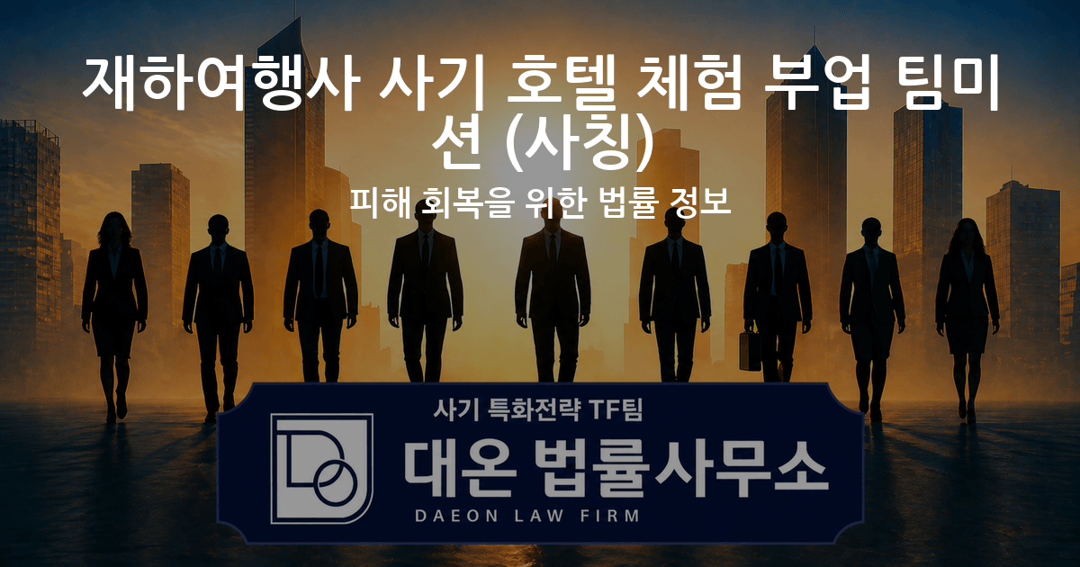 재하여행사 사기 호텔 체험 부업 팀미션 사칭 피해 회복을 위한 법률 정보 이미지