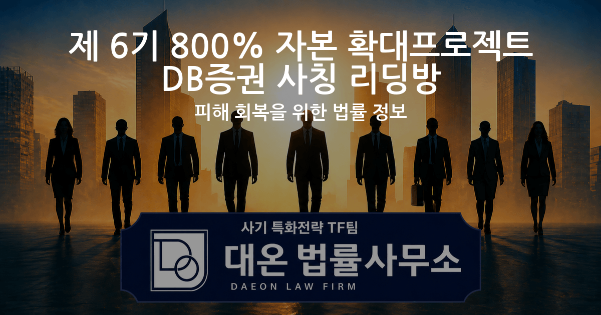 제 6기 800% 자본 확대프로젝트 DB증권 사칭 리딩방 사기 피해 회복을 위한 법률 정보 이미지