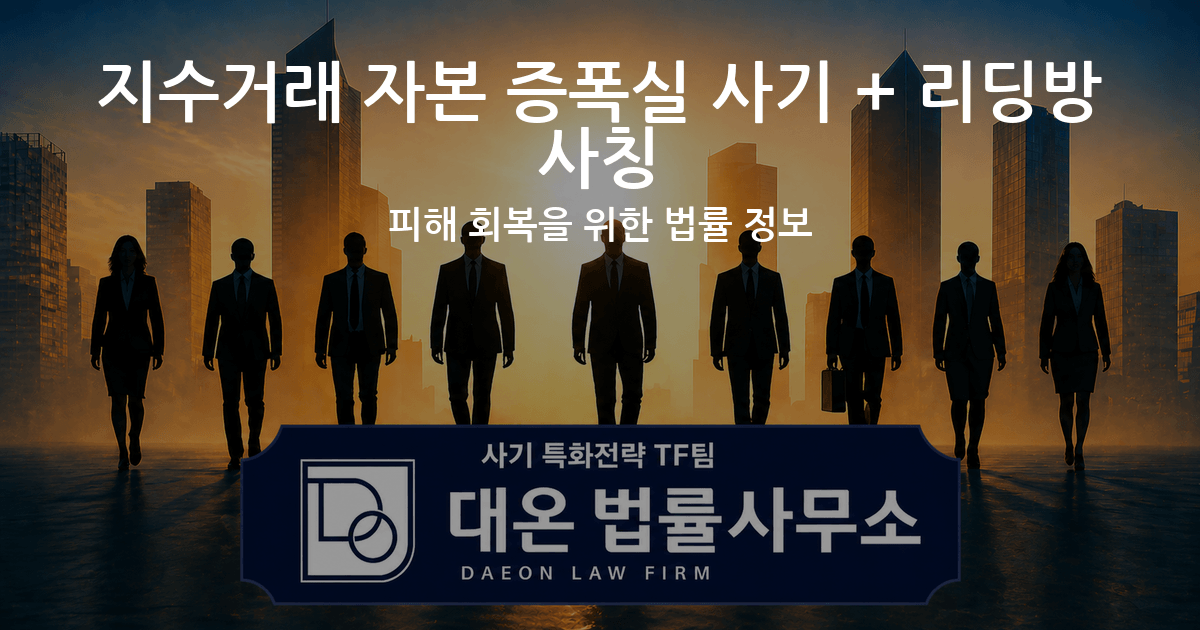 지수거래 자본 증폭실 사기 + 리딩방 사칭 피해 회복을 위한 법률 정보 이미지
