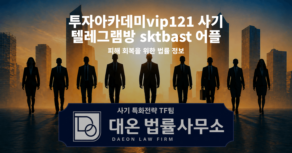 투자아카데미vip121 사기 텔레그램방 sktbast 어플 리딩방 사칭 피해 회복을 위한 법률 정보 이미지