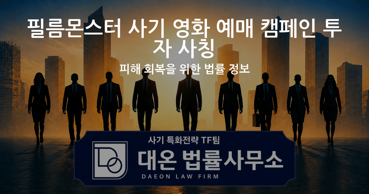 필름몬스터 사기 영화 예매 캠페인 투자 사칭 피해 회복을 위한 법률 정보 이미지